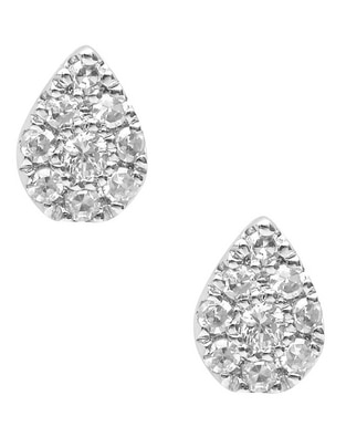 Broqueles de pera de oro blanco con acabado brillante diamante 1
