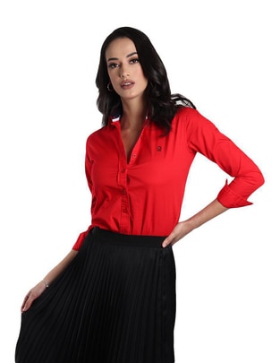 Blusa camisera manga larga para mujer
