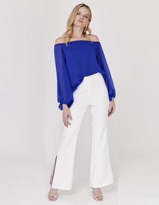 Blusa strapless Linea Pura manga larga para mujer
