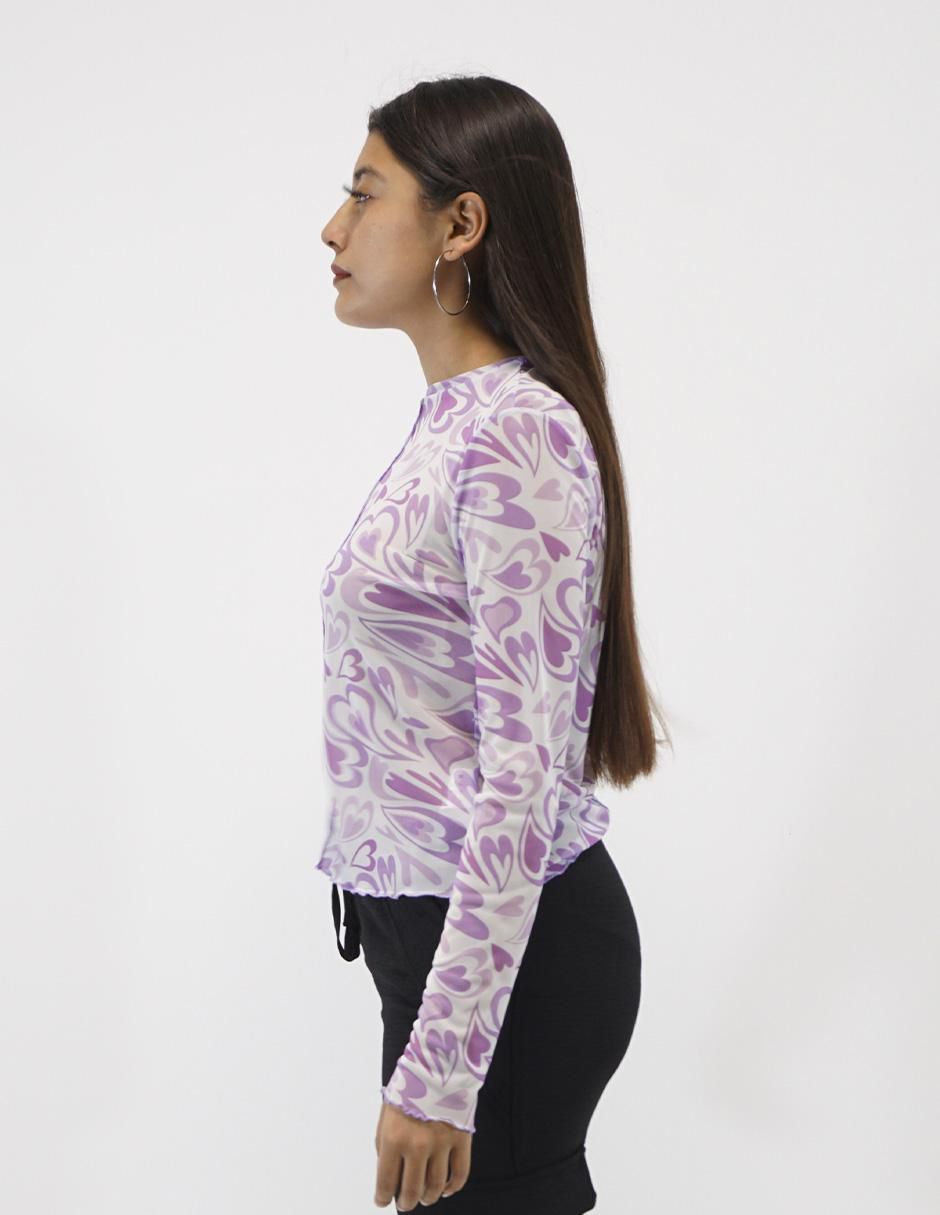 Blusa Berenjena manga larga para mujer