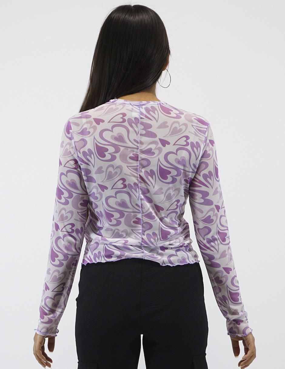 Blusa Berenjena manga larga para mujer