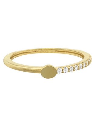 Anillo redondo 10 k de oro zirconia pulido