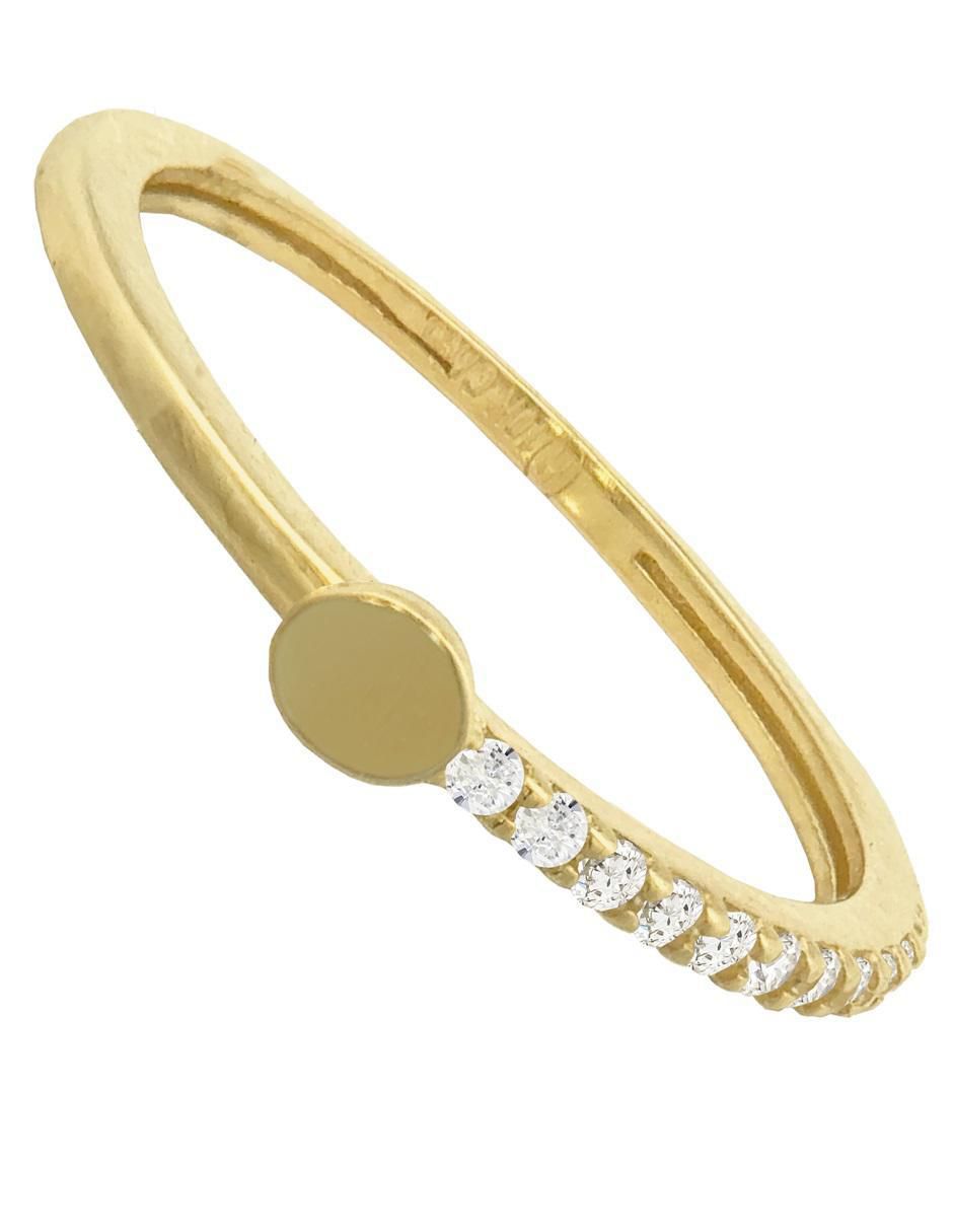 Anillo redondo 10 k de oro zirconia pulido