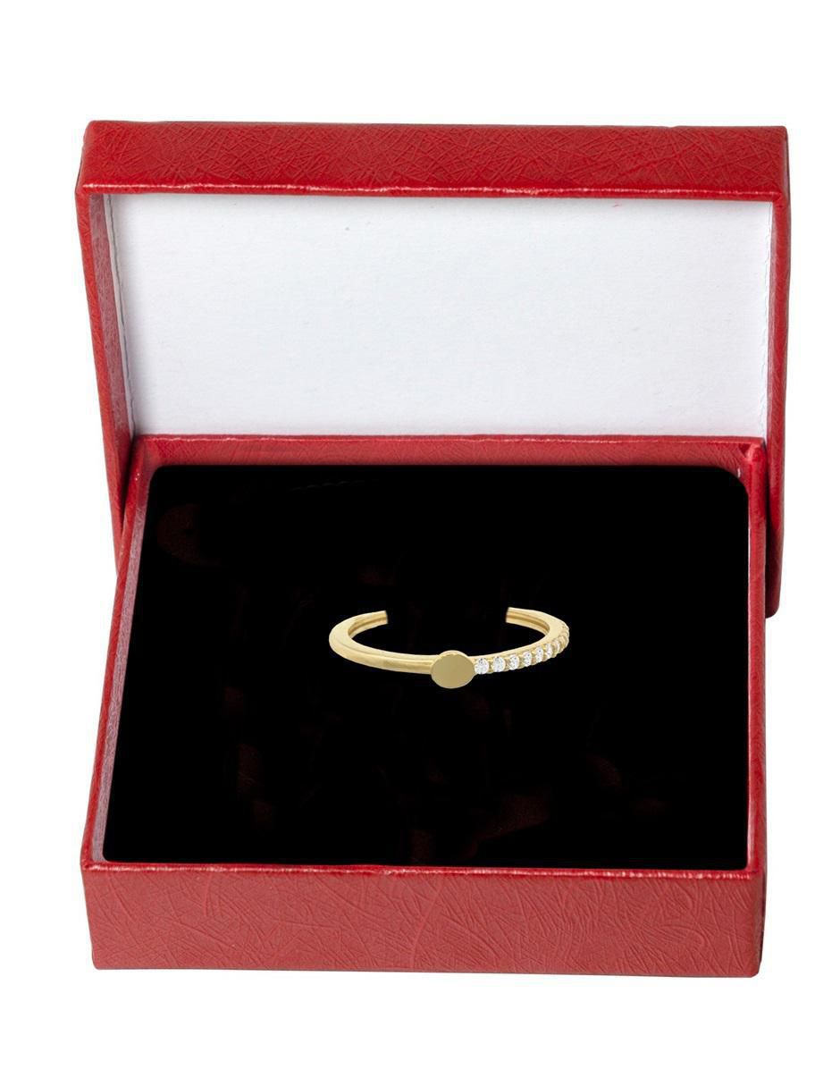 Anillo redondo 10 k de oro zirconia pulido