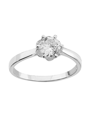 Anillo redondo P 925 de plata zirconia pulido Anillo redondo P 925 de plata zirconia pulido