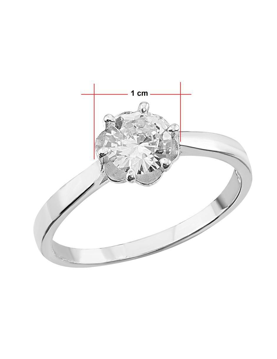Anillo redondo P 925 de plata zirconia pulido 4