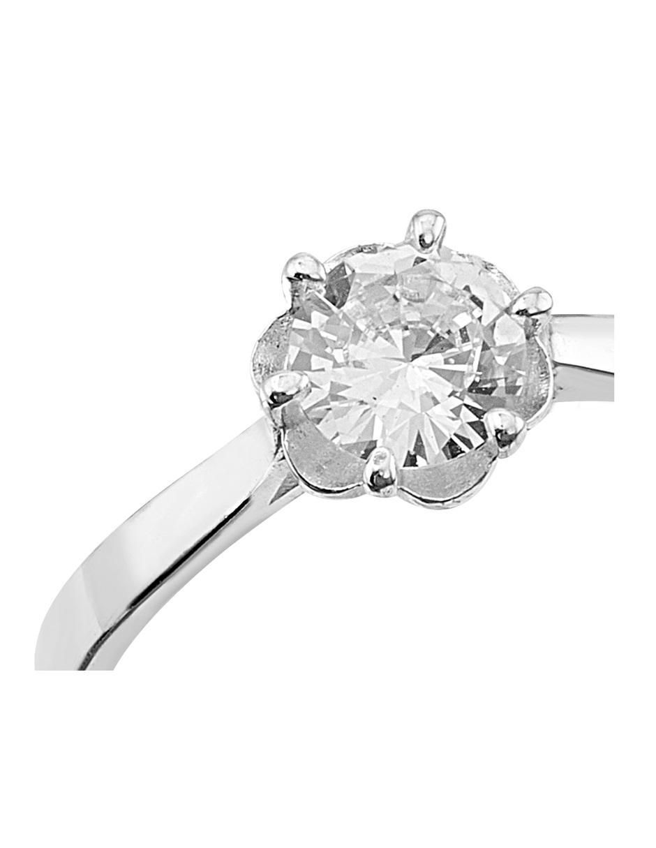 Anillo redondo P 925 de plata zirconia pulido 3