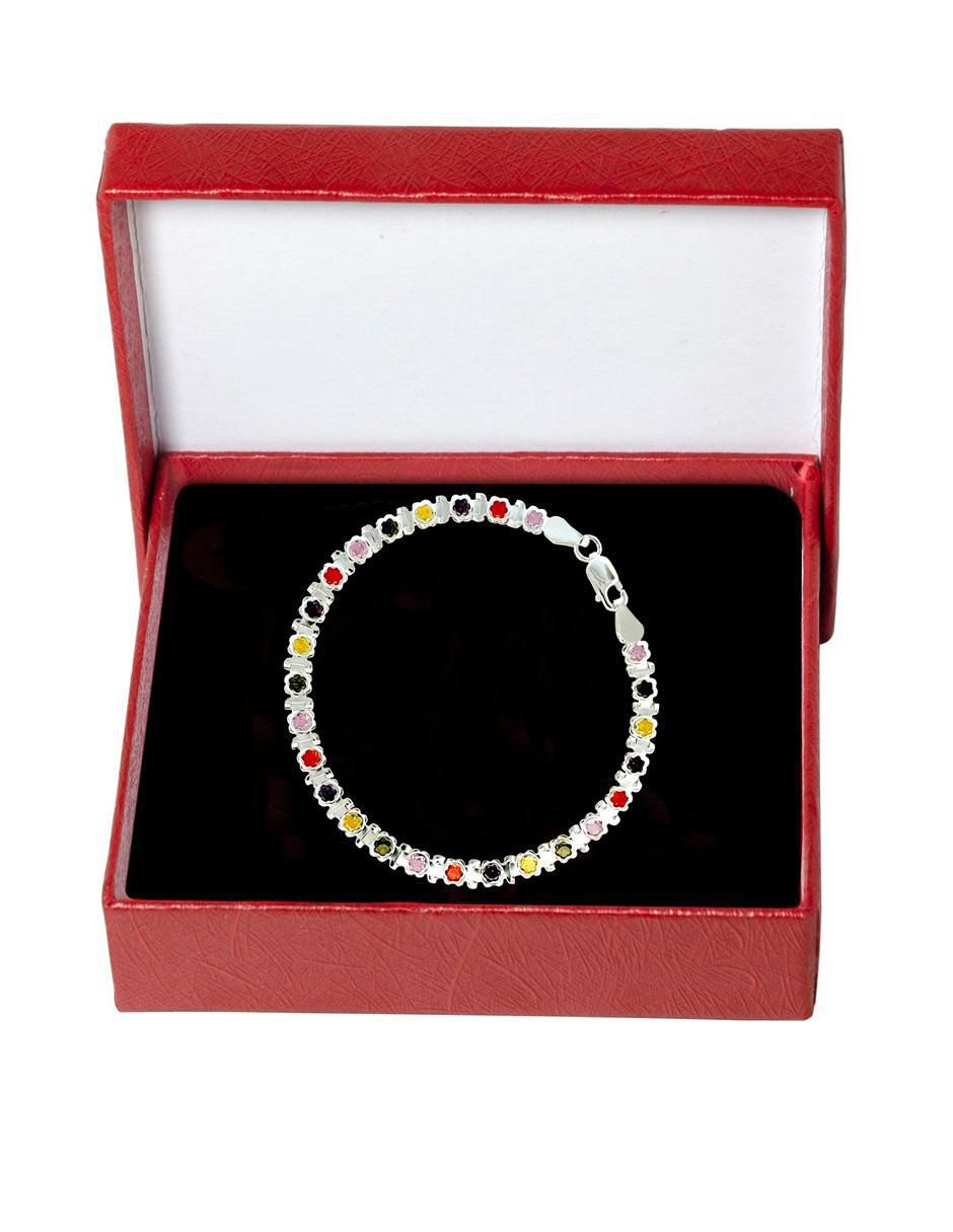 Pulsera de plata con zirconia p 925 con acabado pulido Pulsera de plata con zirconia p 925 con acabado pulido