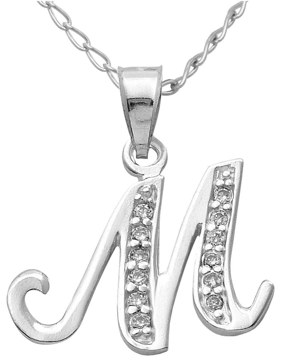 Collar de letra m de plata P 925