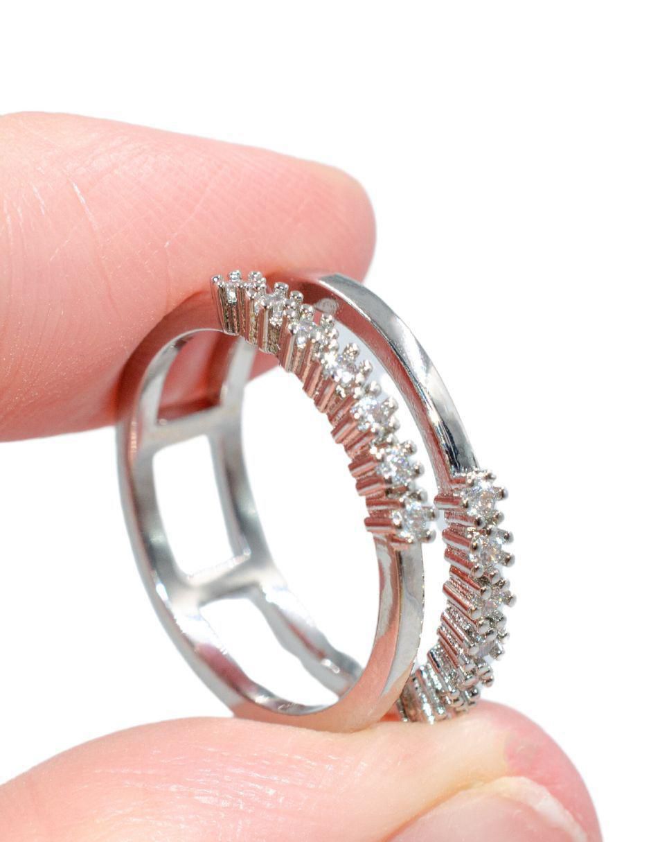 Anillo Elegance Silver zirconia baño de rodio 3