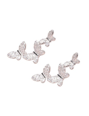 Broqueles de mariposa Eterna con acabado baño de rodio