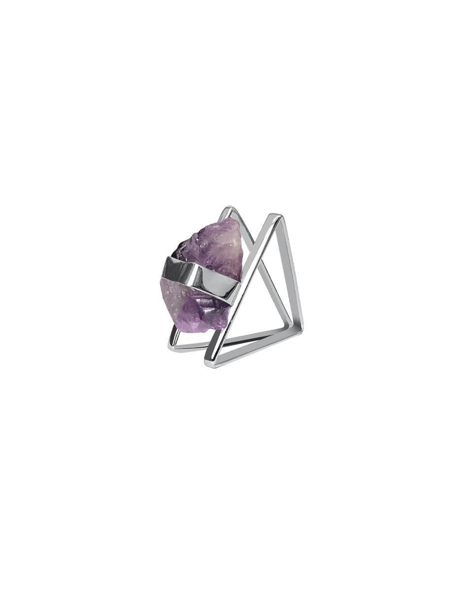 Anillo triangular P 925 de plata brillante