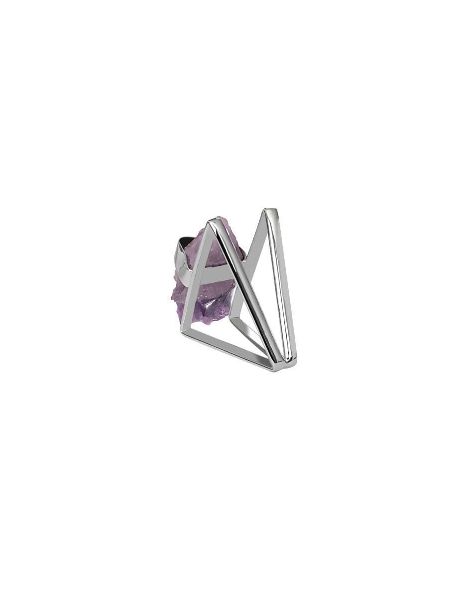 Anillo triangular P 925 de plata brillante