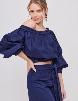 Blusa strapless Linea Pura manga larga para mujer
