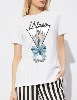 Playera manga corta Citta Milano cuello redondo para mujer