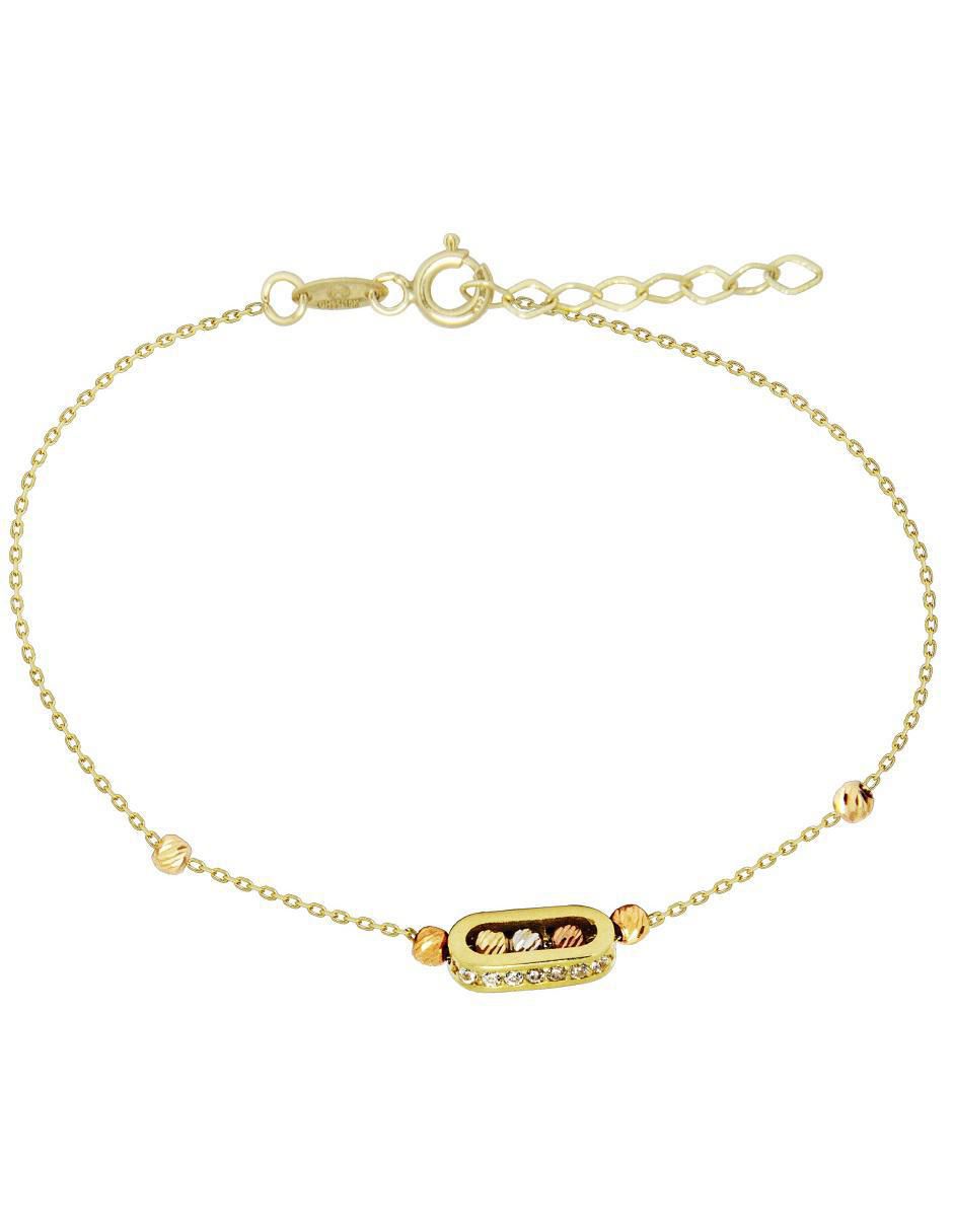 Pulsera de oro con zirconia 14 k con acabado pulido