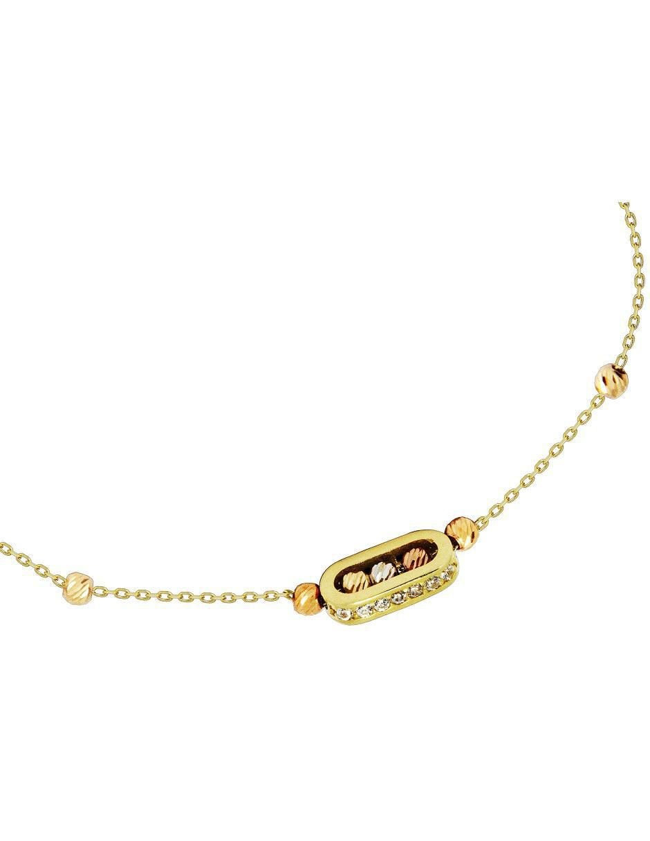 Pulsera de oro con zirconia 14 k con acabado pulido 3