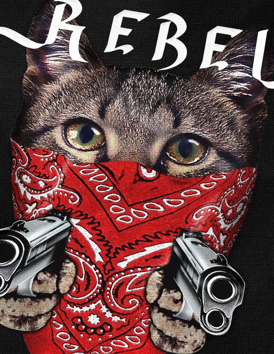 Playera manga corta Fnc Collezioni Gato Rebel cuello redondo para mujer