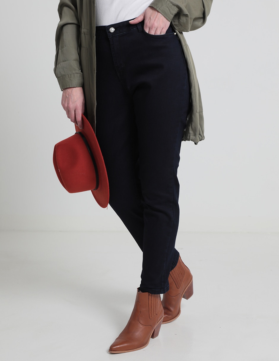 Jeans slim corte cintura para mujer