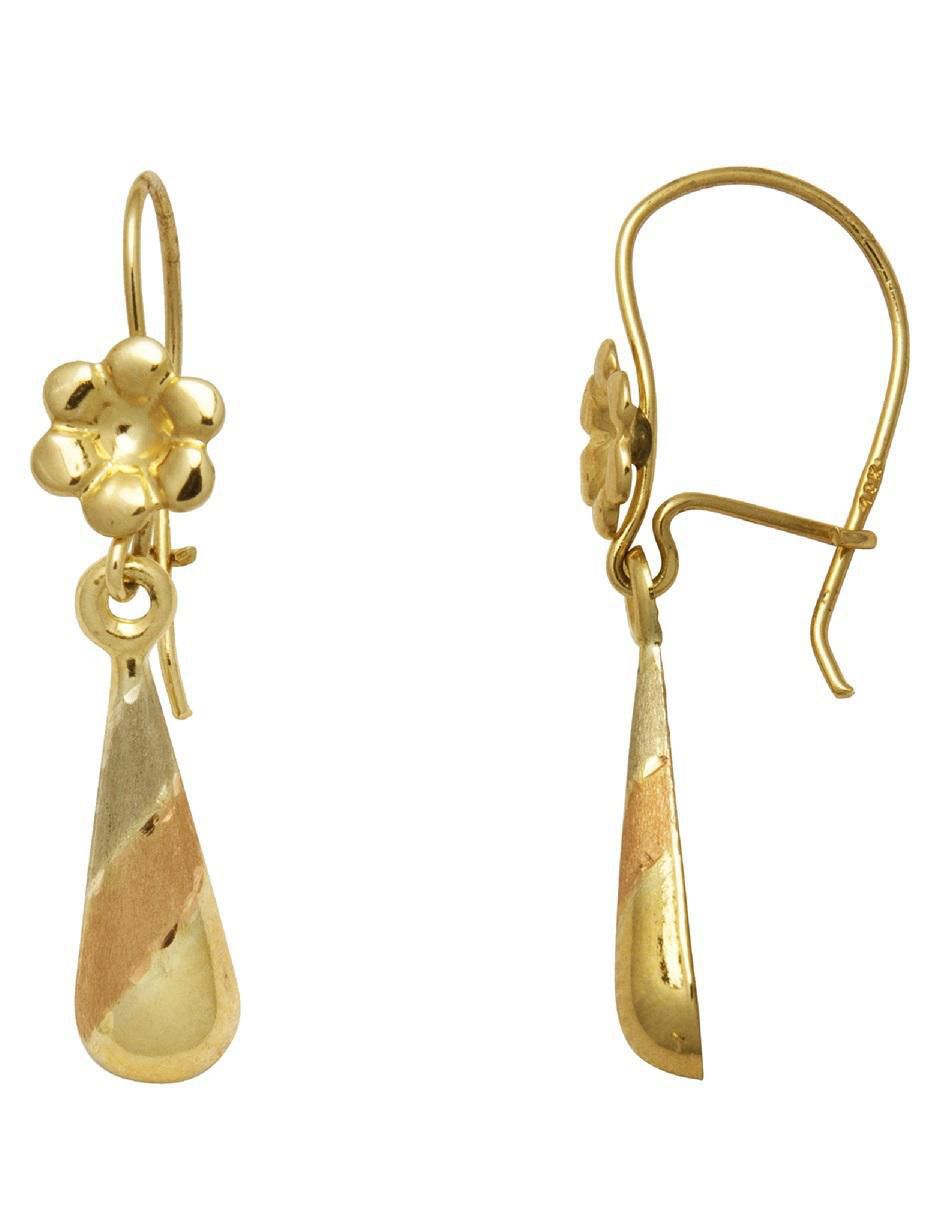 Aretes de gota de oro 10 K con acabado brillante 2