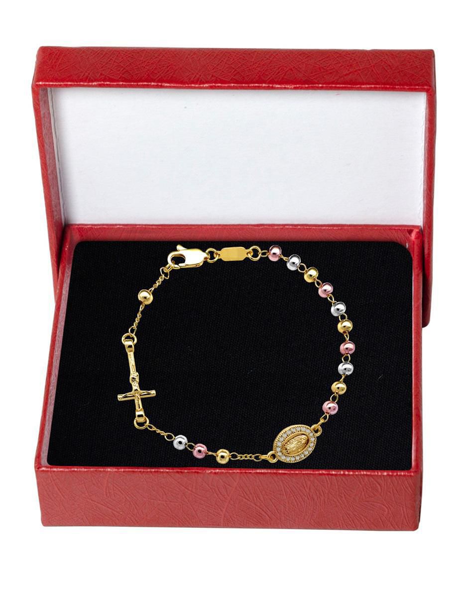 Pulsera con zirconia acabado chapa de oro 3