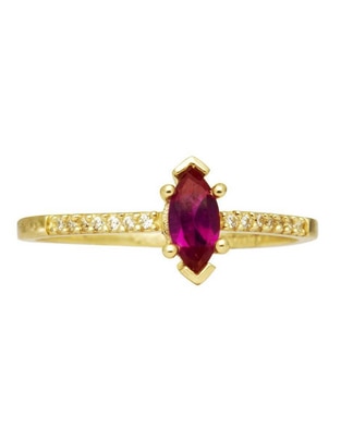 Anillo ovalado 10 k de oro zirconia pulido