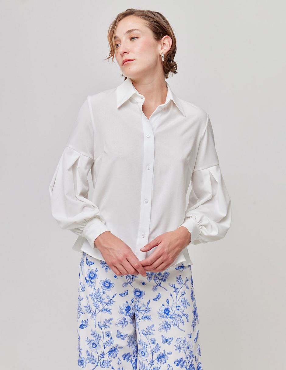 Blusa camisera Linea Pura manga larga para mujer
