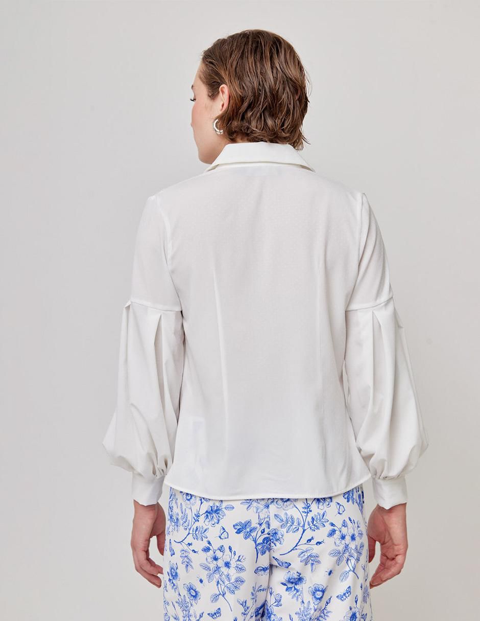 Blusa camisera Linea Pura manga larga para mujer
