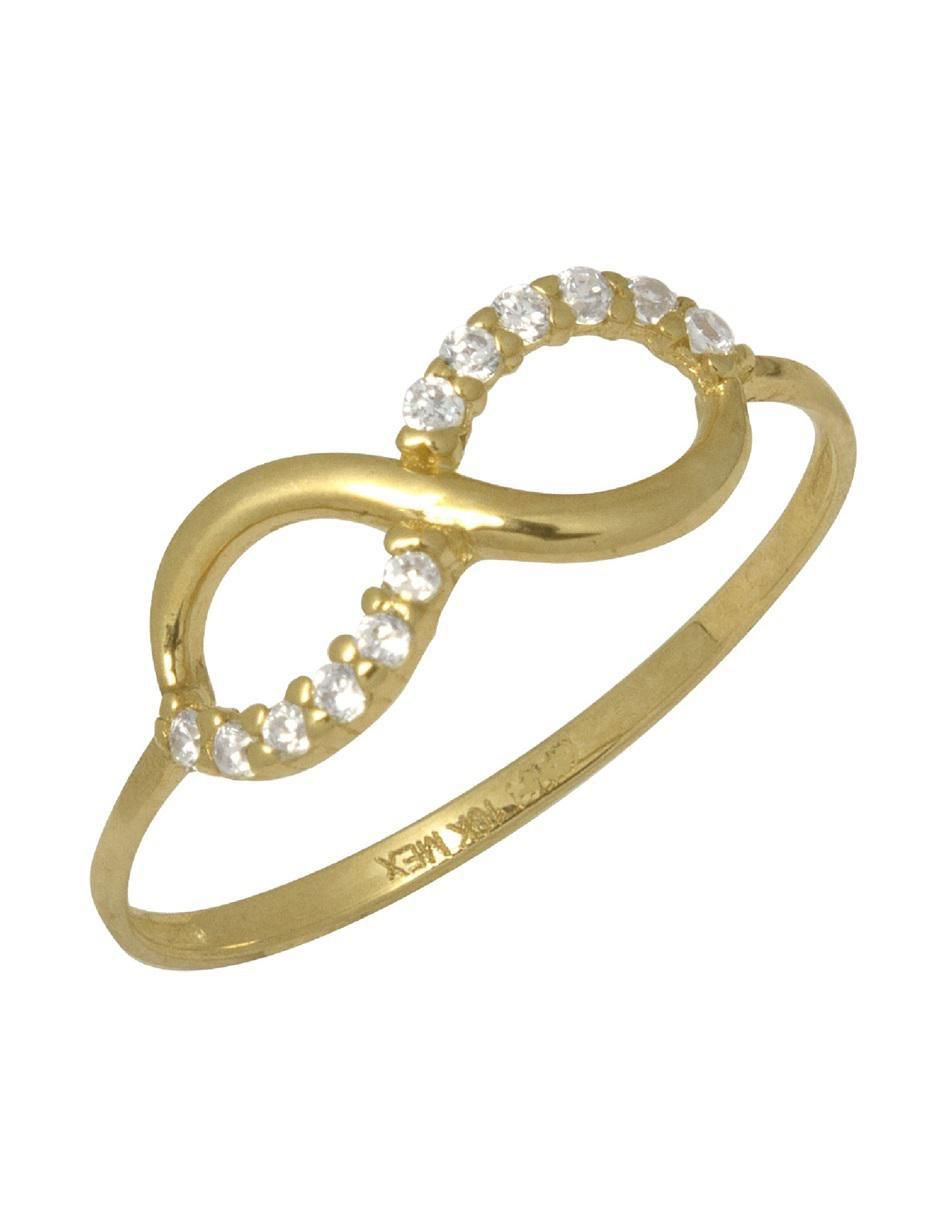 Anillo de infinito 10 k de oro zirconia pulido