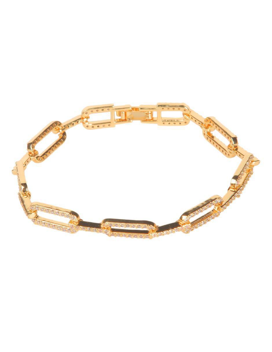 Pulsera con zirconia Cristal con acabado baño de oro Pulsera con zirconia Cristal con acabado baño de oro