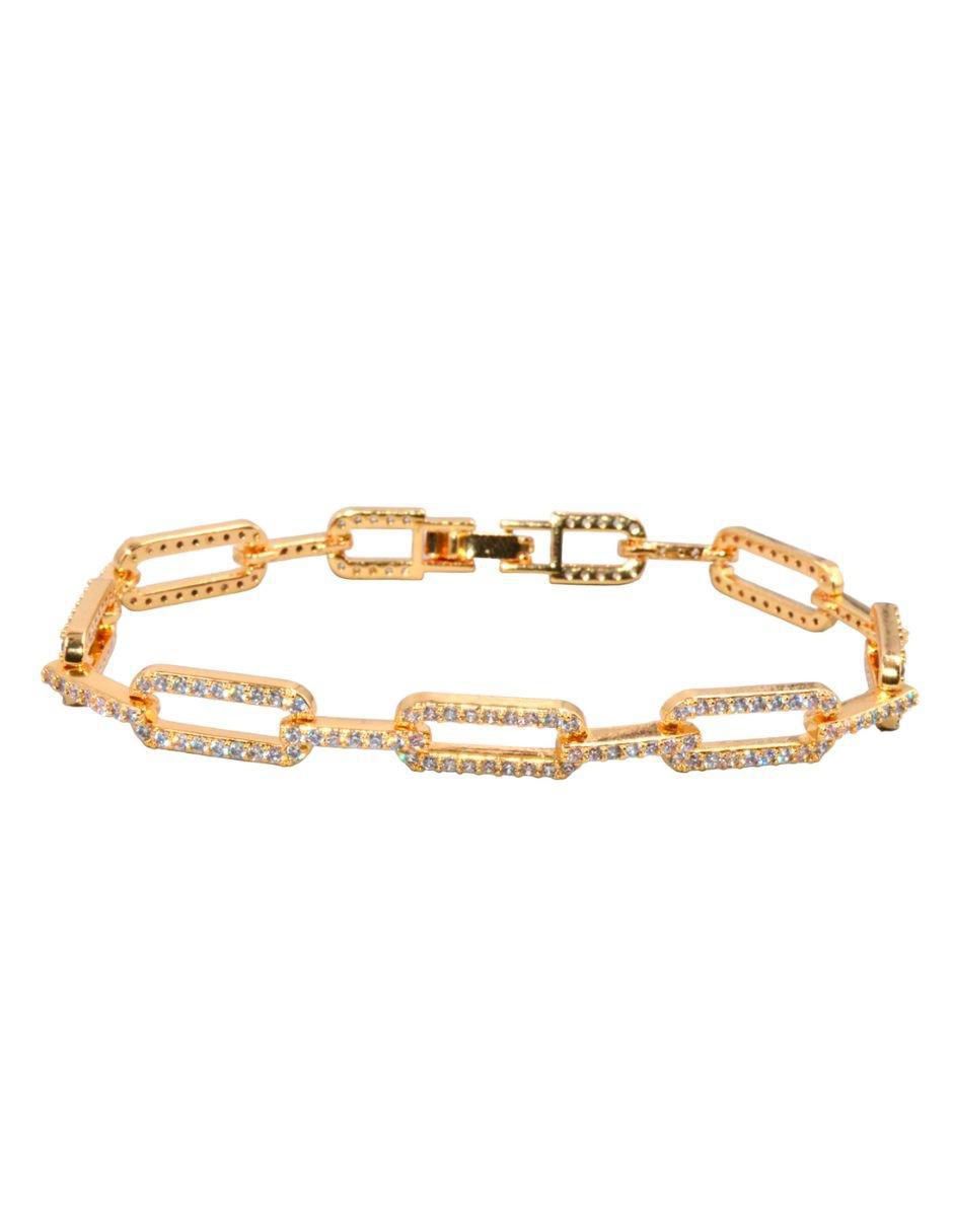 Pulsera con zirconia Cristal con acabado baño de oro 5