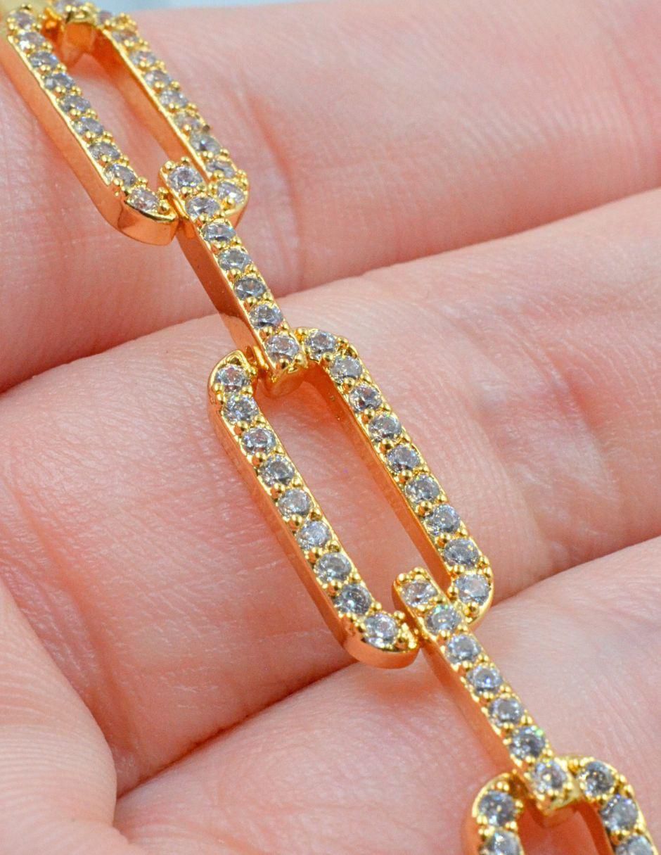 Pulsera con zirconia Cristal con acabado baño de oro 4