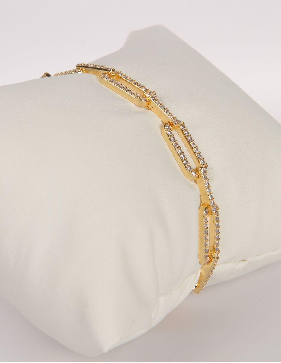 Pulsera con zirconia Cristal con acabado baño de oro 3