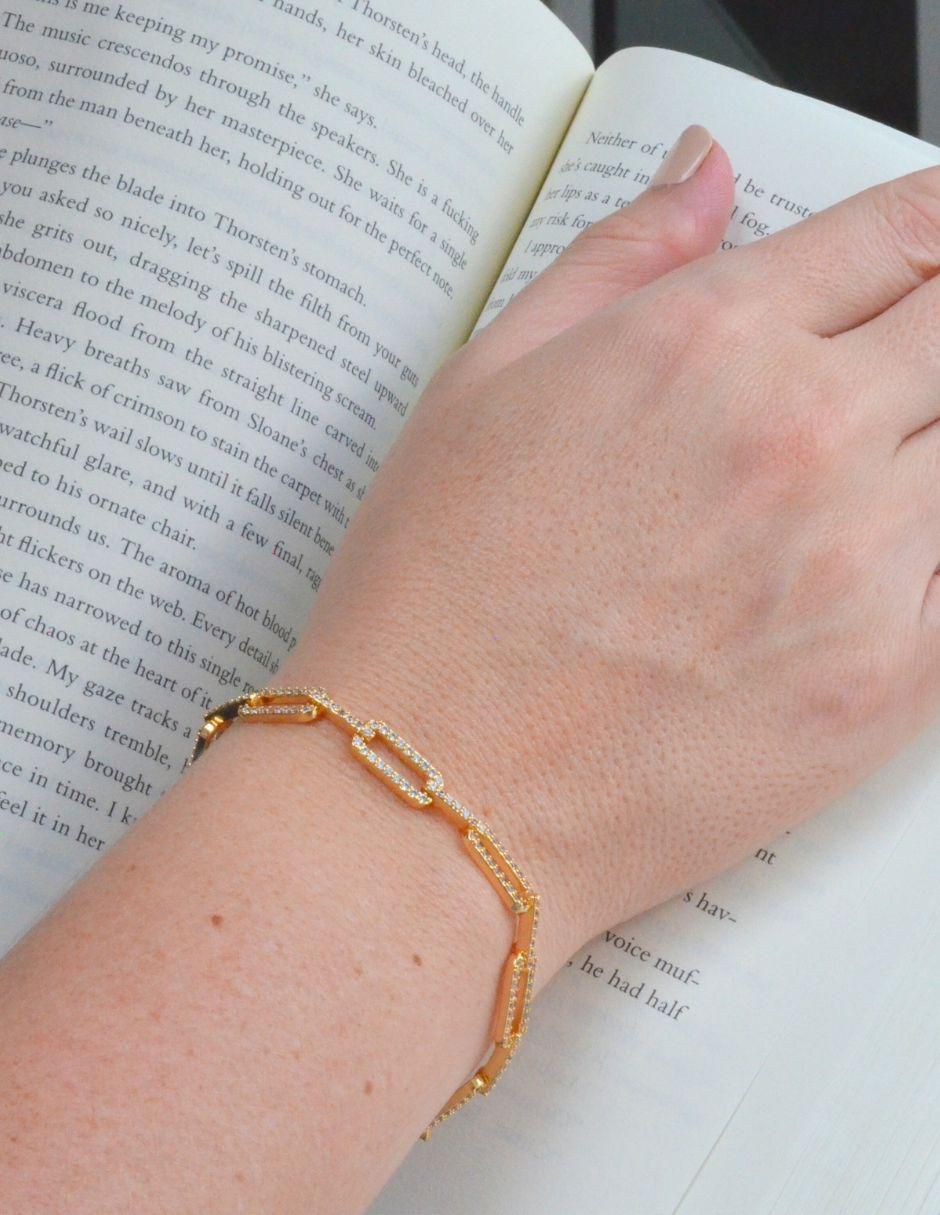 Pulsera con zirconia Cristal con acabado baño de oro 2