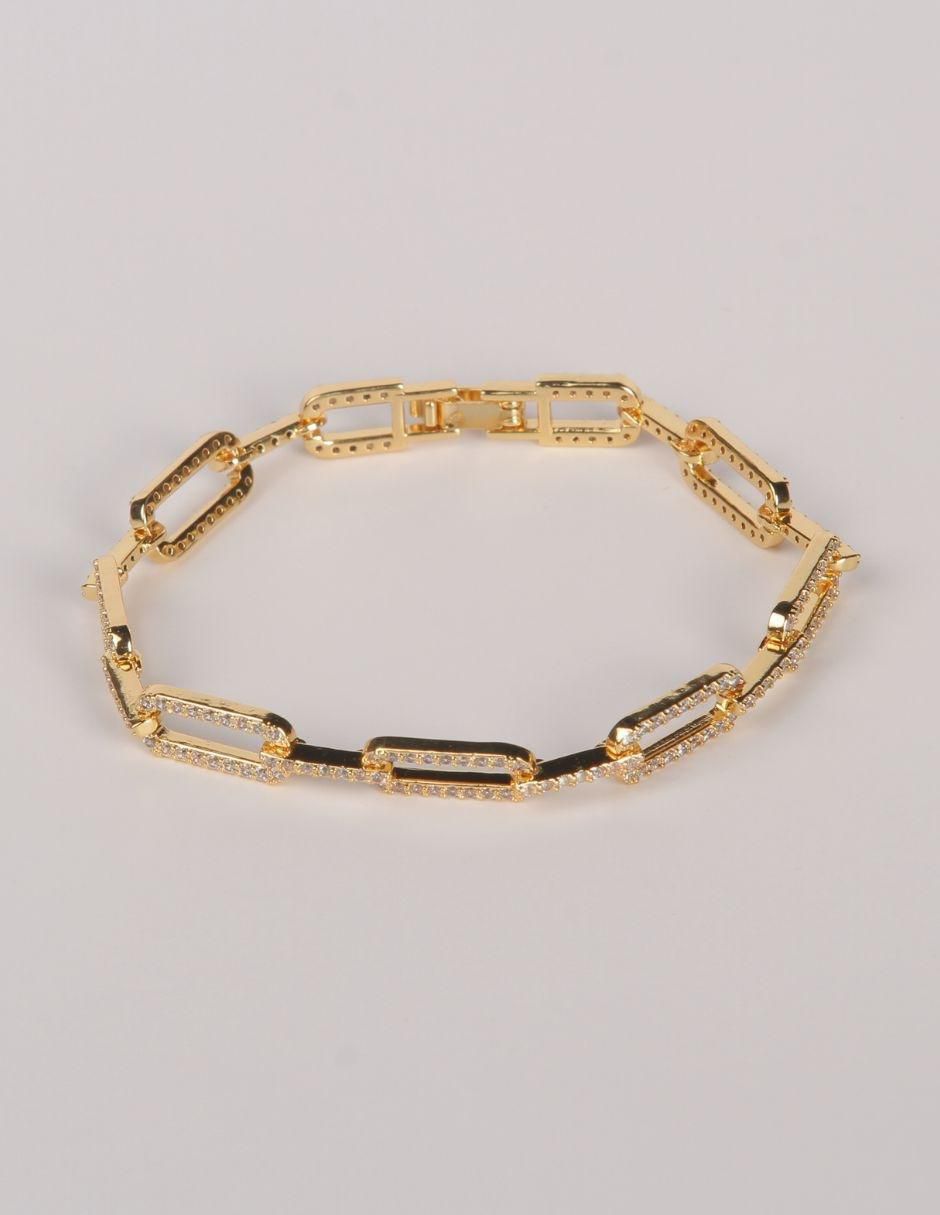 Pulsera con zirconia Cristal con acabado baño de oro 6