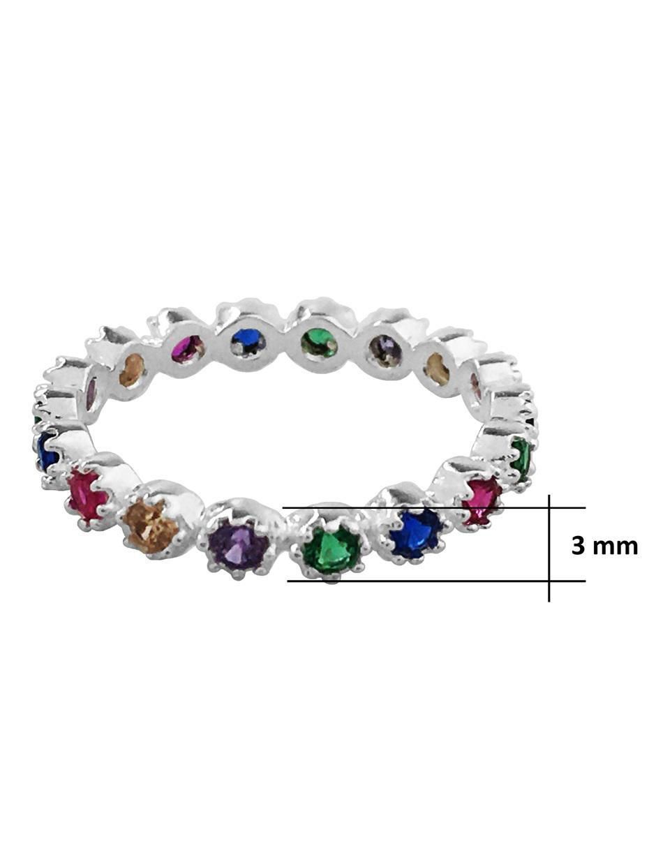 Anillo redondo P 925 de plata zirconia pulido 7