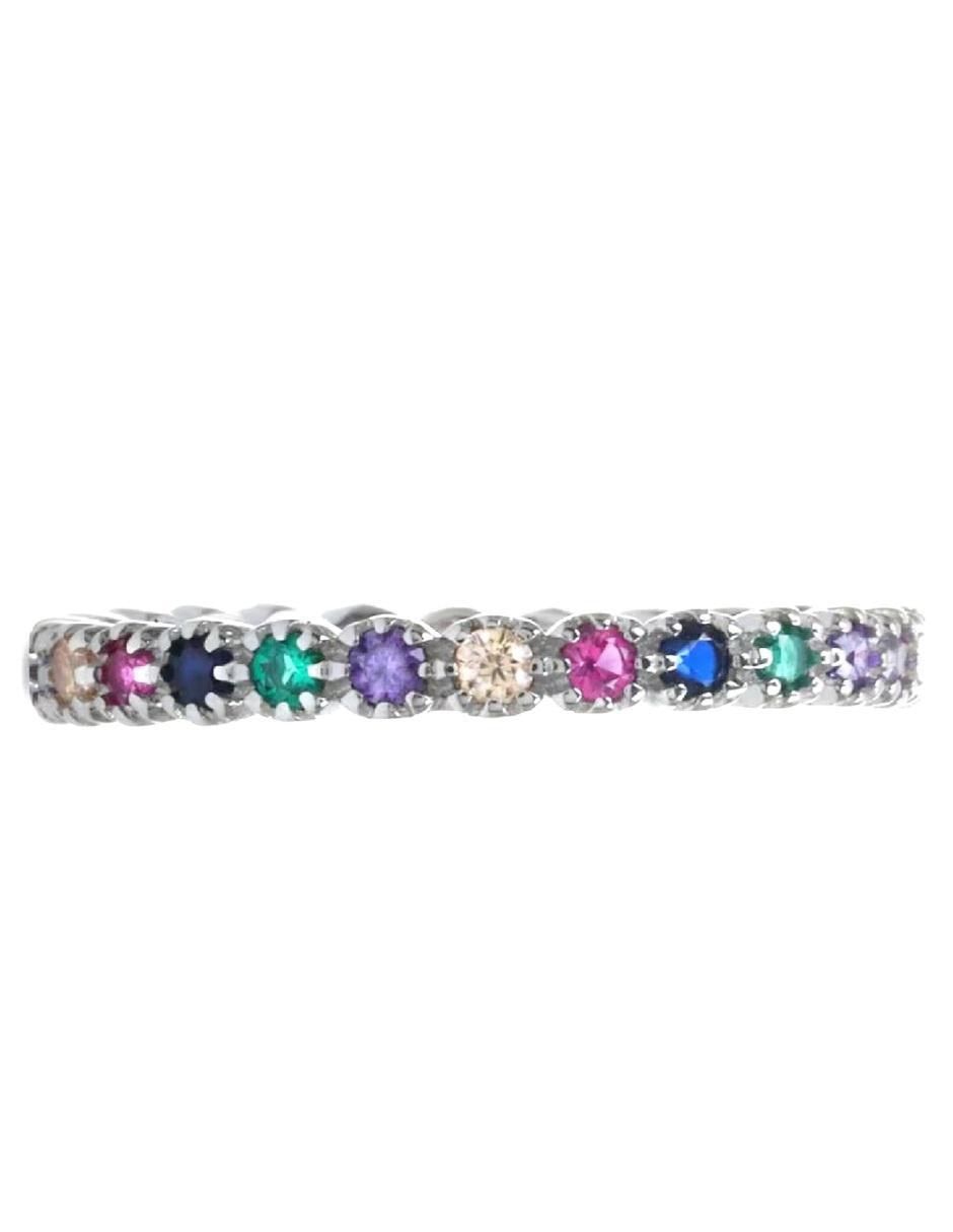 Anillo redondo P 925 de plata zirconia pulido 4