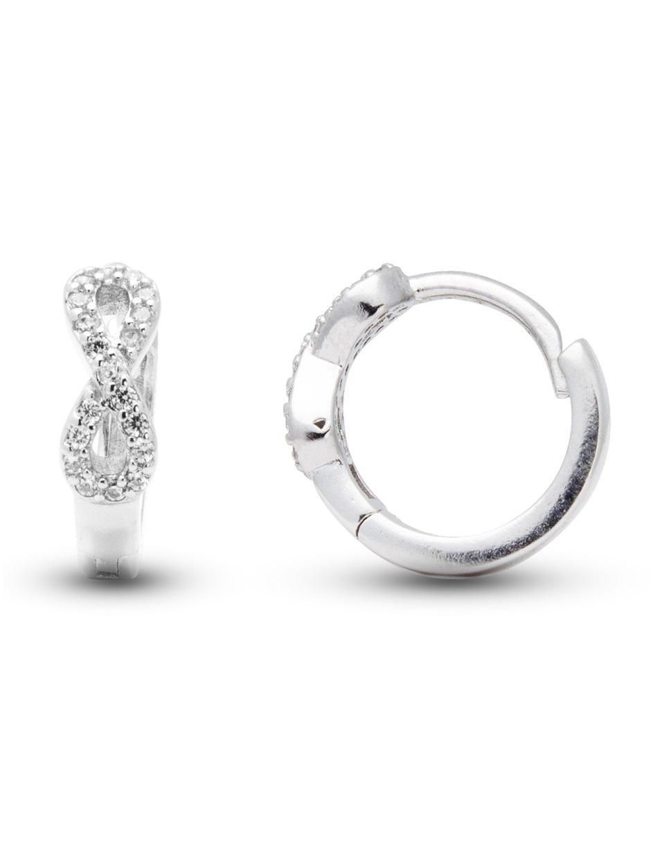 Aretes de infinito de plata con acabado brillante 2