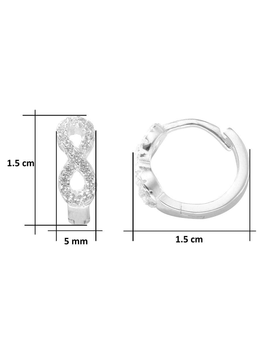 Aretes de infinito de plata con acabado brillante 5