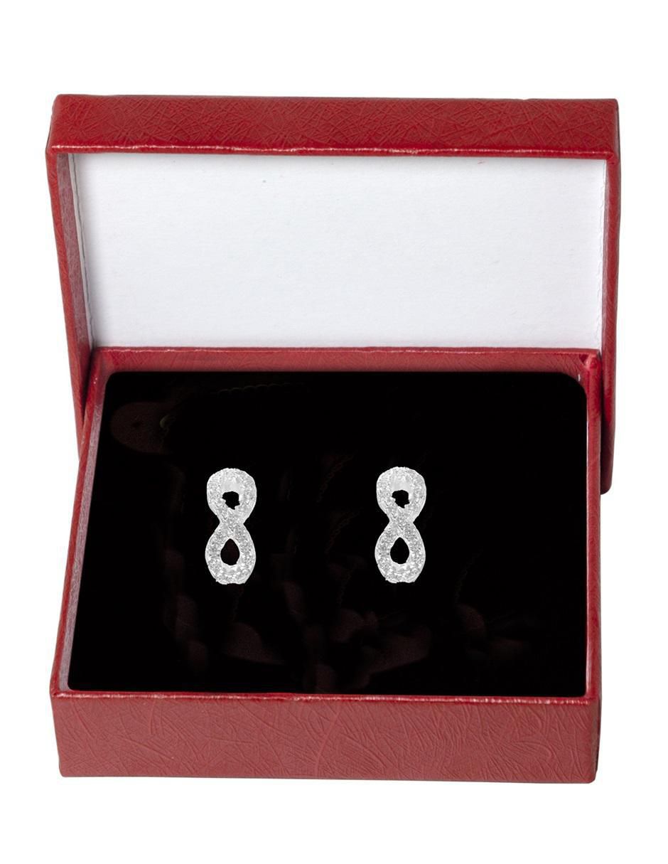 Aretes de infinito de plata con acabado brillante 4