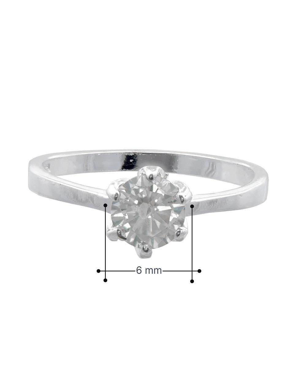 Anillo redondo P 925 de plata zirconia pulido 6
