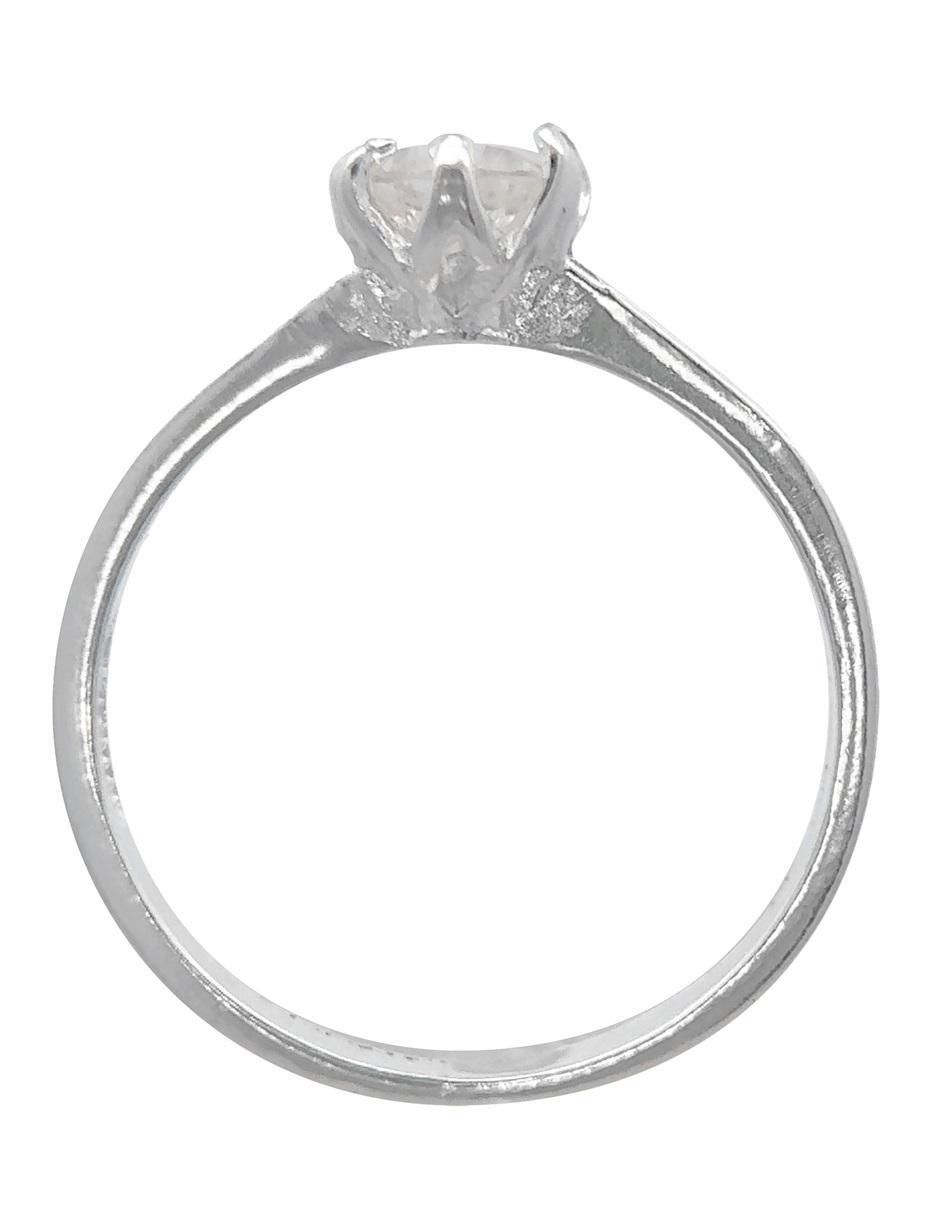 Anillo redondo P 925 de plata zirconia pulido