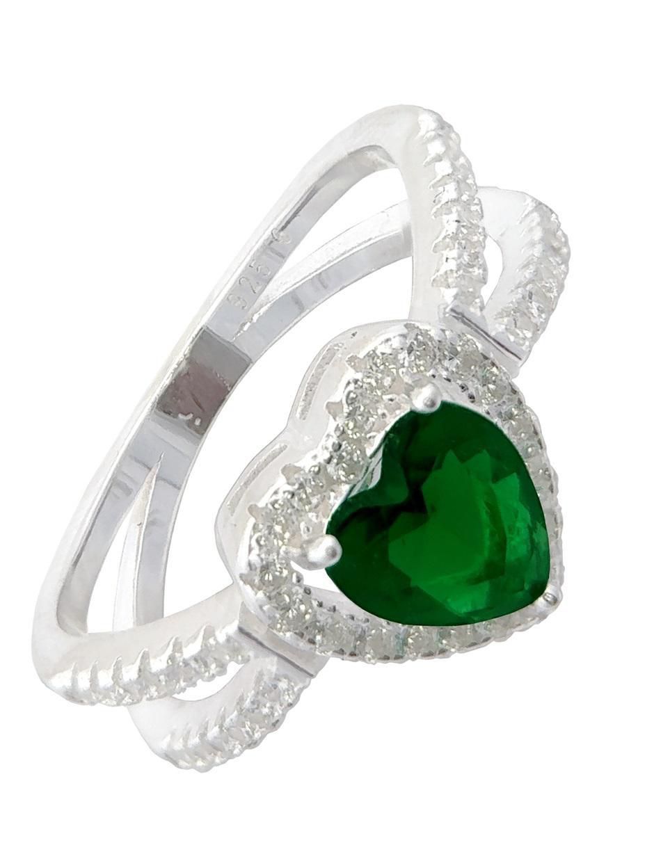 Anillo de corazón P 925 de plata zirconia pulido