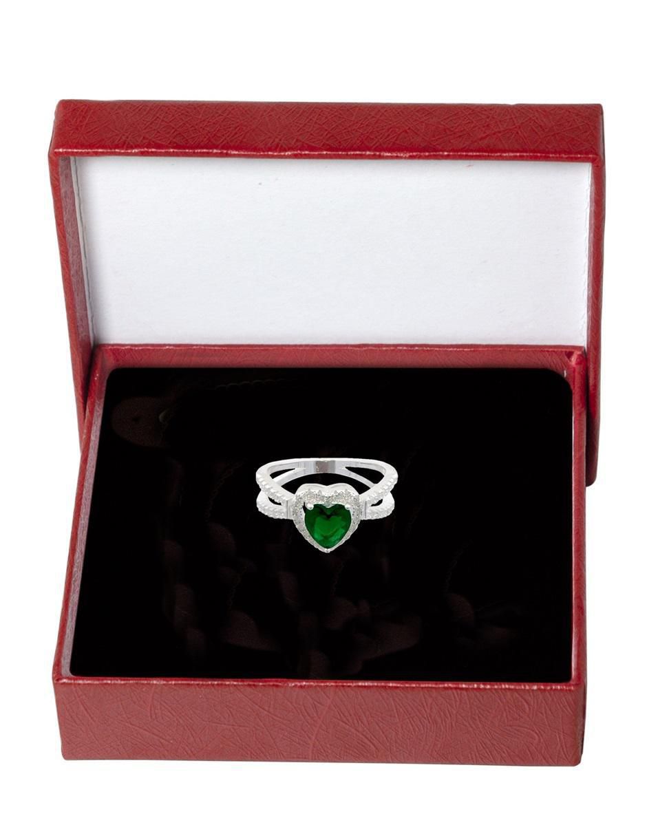 Anillo de corazón P 925 de plata zirconia pulido