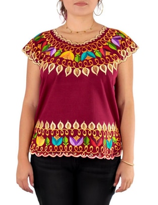 Blusa Teya Artesanal manga corta para mujer