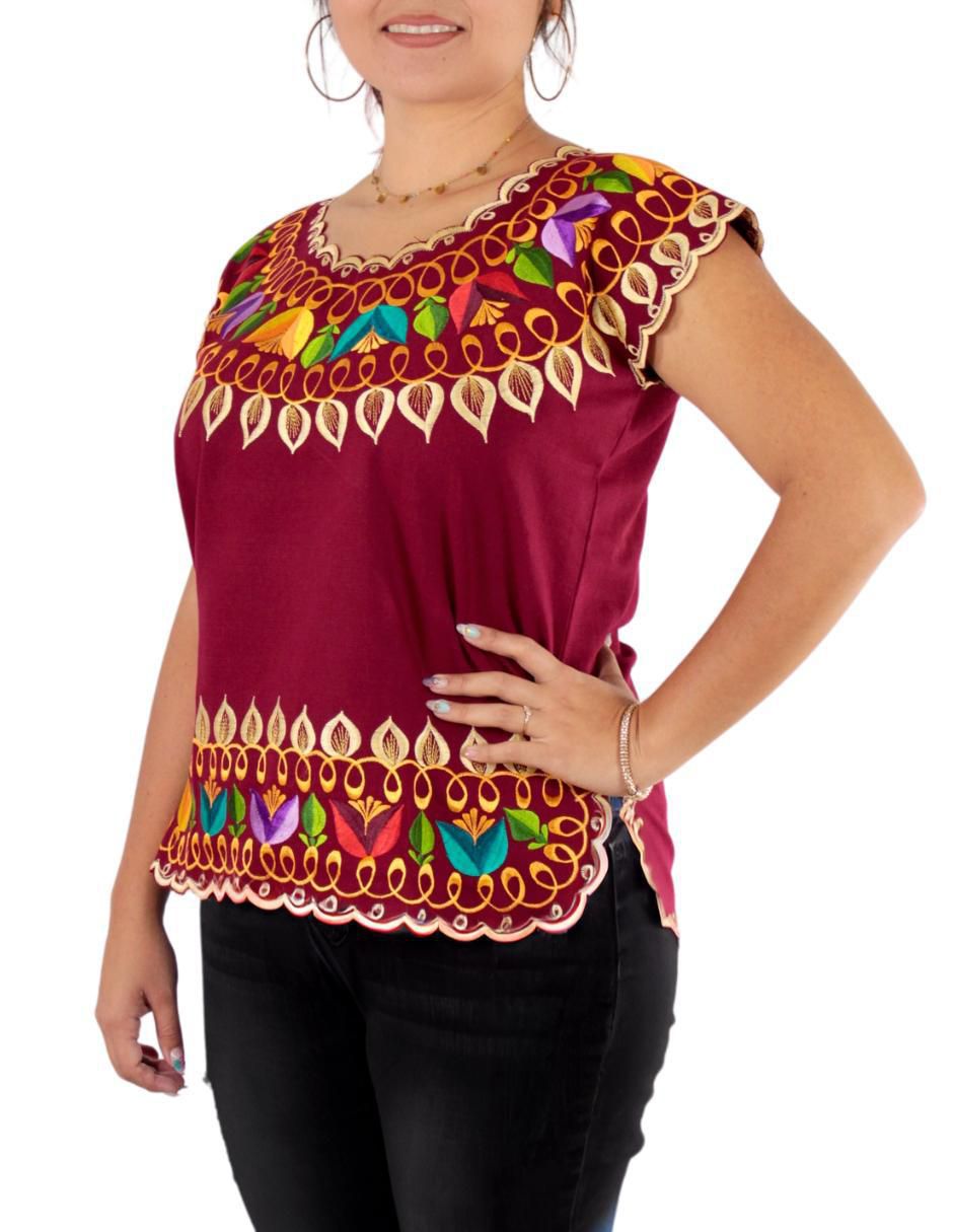 Blusa Teya Artesanal manga corta para mujer