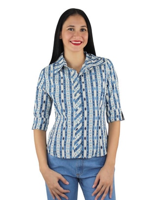 Blusa camisera Breton manga al codo para mujer