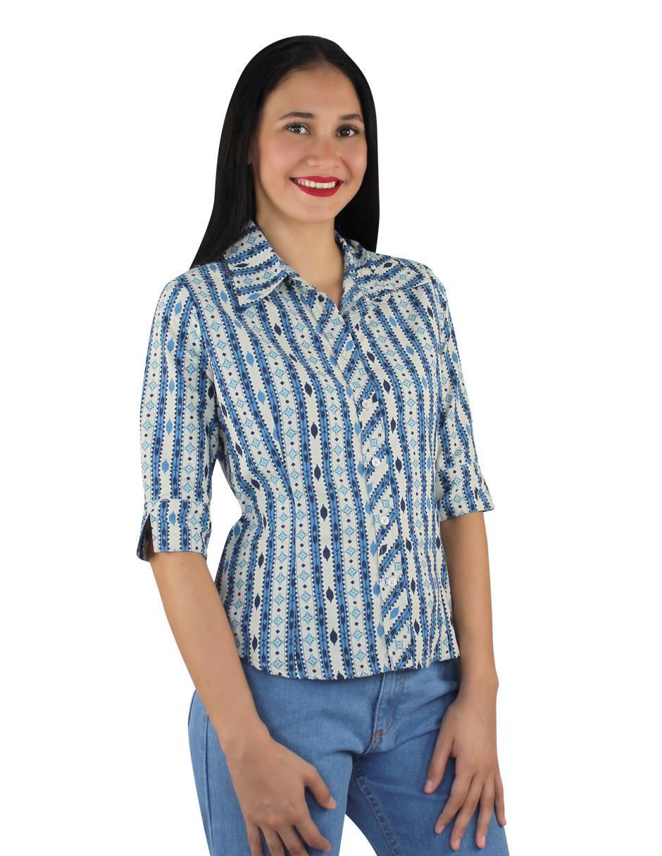 Blusa camisera Breton manga al codo para mujer