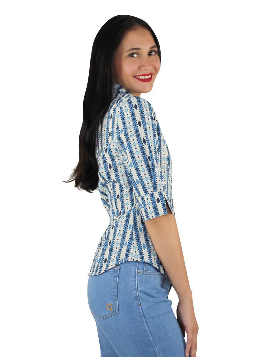 Blusa camisera Breton manga al codo para mujer