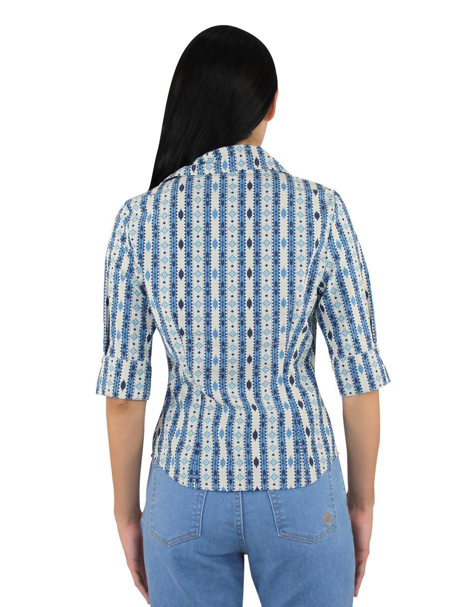 Blusa camisera Breton manga al codo para mujer